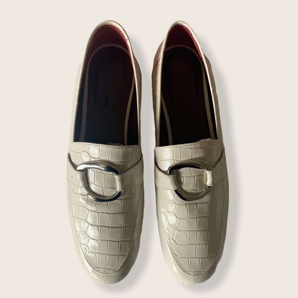 STAUD - Juju Flat - Cream Faux Croc - Sz 41.5 - Picture 4 of 8